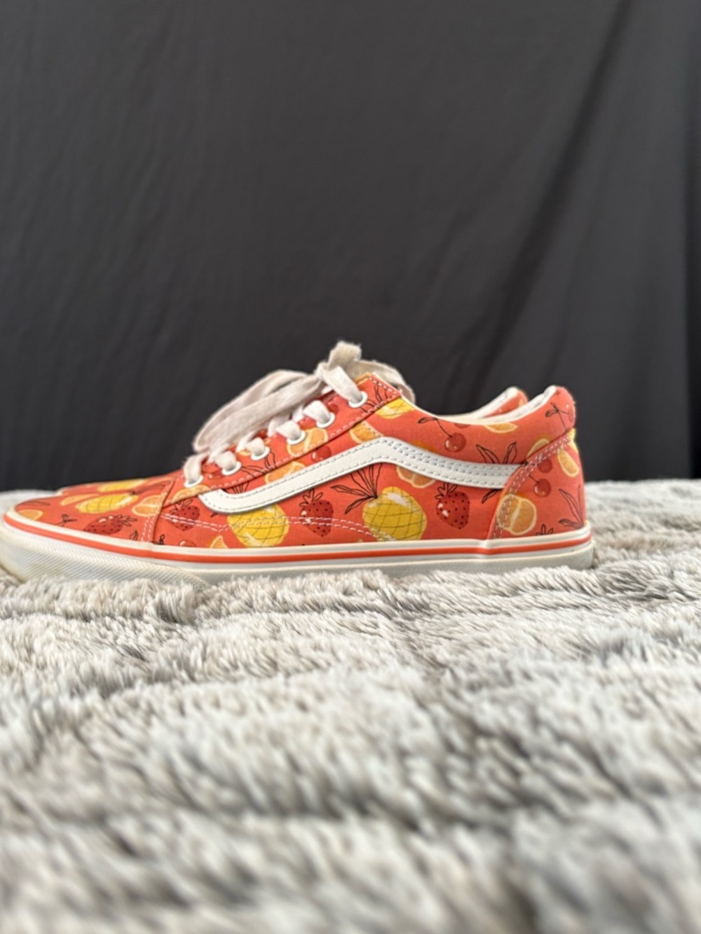 Vans Kids Coral Orange Fruit-Print Low Top Sneakers